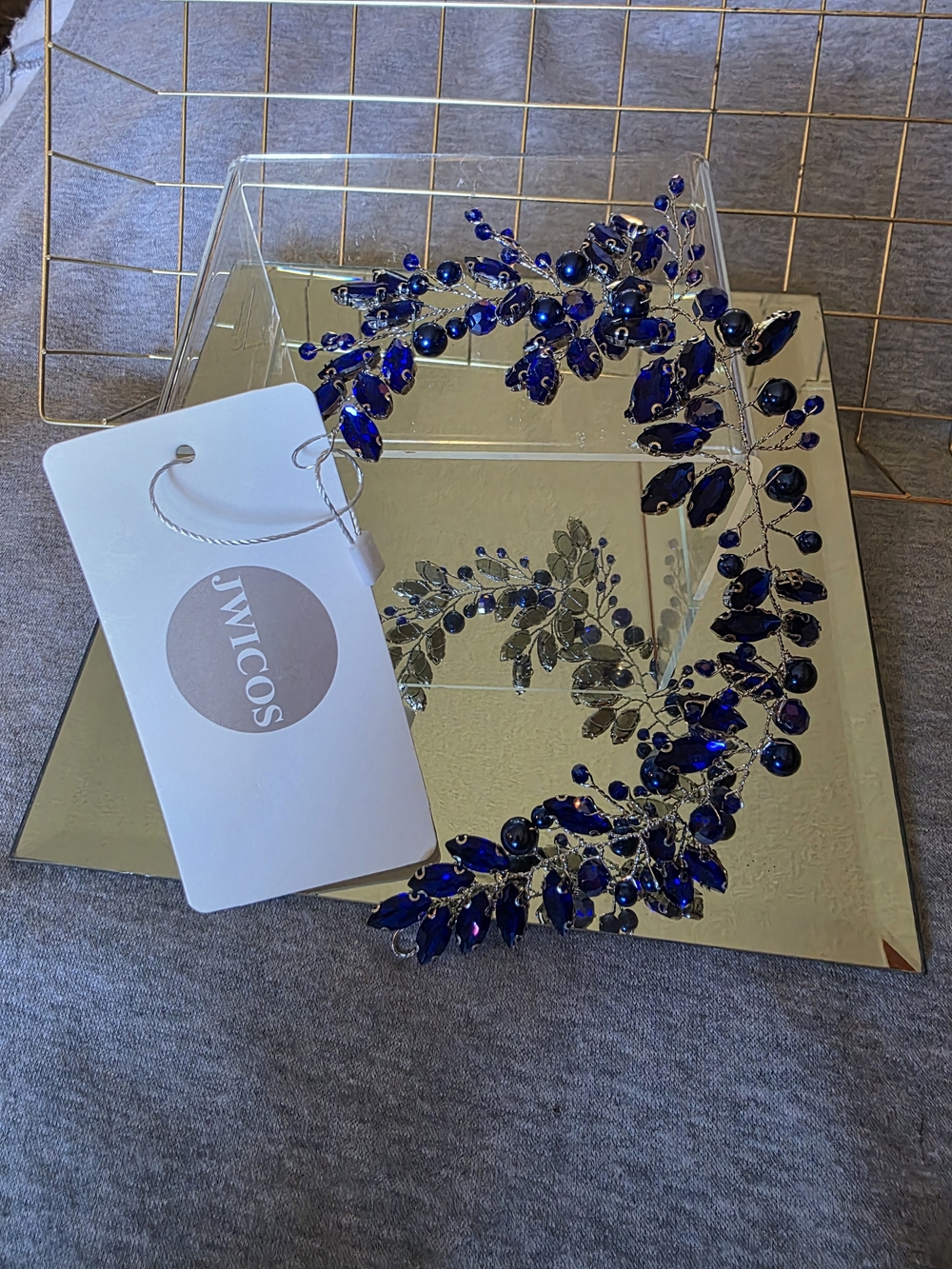 JWicos Deep Blue Crystal Hair Vine